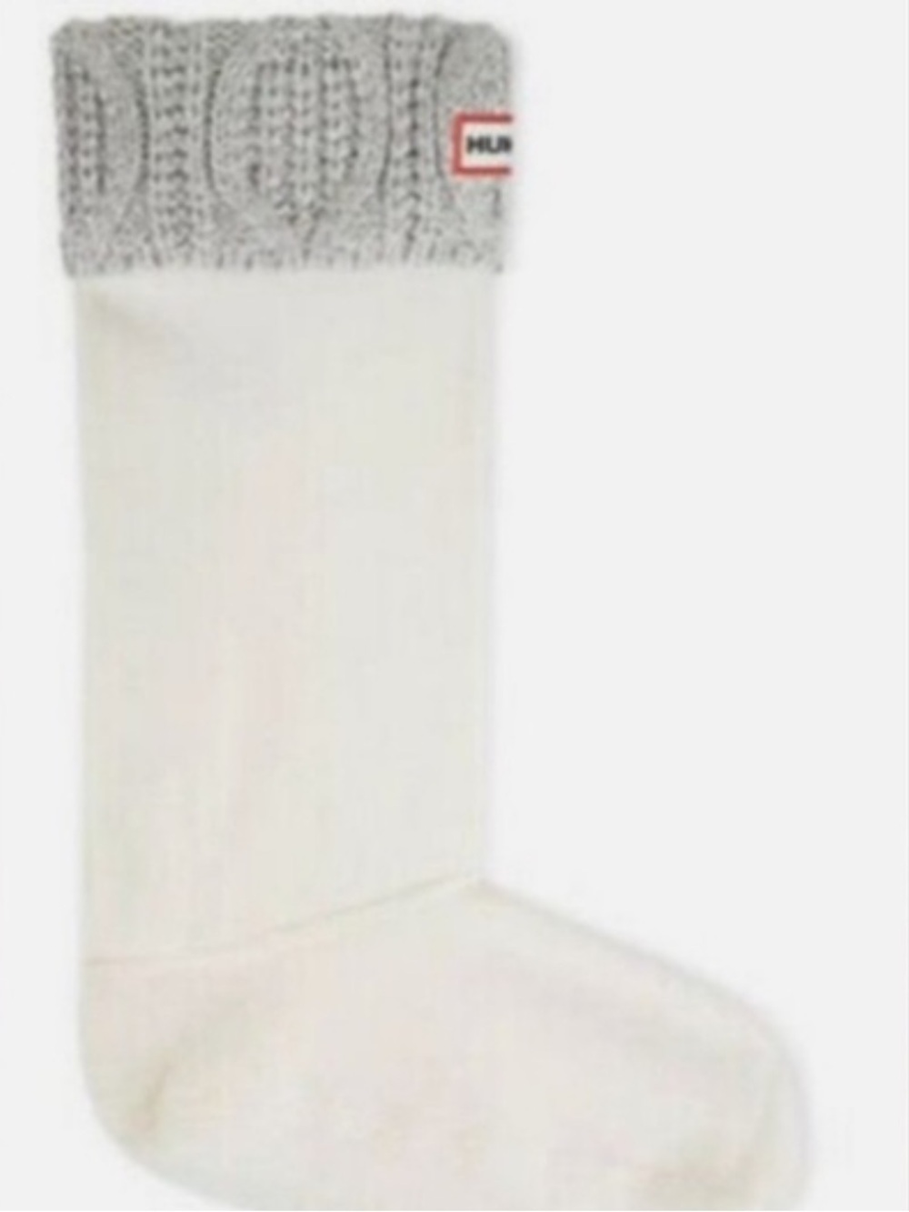 New! Hunter Tall Cable Knit Boot Sock in Cream with Grey Cuff size M
